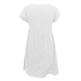 thumbnail image 5 of Dpytoraw Ladies Round Neck Short Sleeve Solid Color Loose Slim Mid Length Dress, 5 of 5