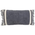thumbnail image 1 of HomeRoots 403437 Gray Braided Stripe Macrame Fringe Lumbar Pillow, 1 of 1