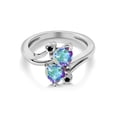 thumbnail image 2 of Gem Stone King 925 Sterling Silver Mercury Mist Mystic Topaz and Black Diamond Ring for Women (2.03 Cttw, Heart Shape 6MM, Gemstone Birthstone, Available in Size 5, 6, 7, 8, 9), 2 of 4