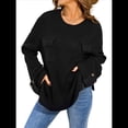 thumbnail image 2 of Blusas de Punto para Mujer 2025, Suéter de Cuello Redondo de Larga Extragrande, Blusas Informales de Negocios, Suéter Básico. Negro XL, 2 of 10