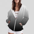 thumbnail image 2 of NinXxx Women's Casual Hoodie with Zipper Pocket Fade Hoodie Top Grey M, 2 of 5