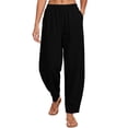 thumbnail image 3 of ClodeEU Women's Elastic High Waist Tapered Pants, Casual Loose Fit Trousers with Pockets Black,Women's Plus L, 3 of 7