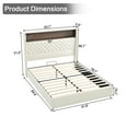 thumbnail image 2 of Harper & Bright Designs Queen Size Velvet Tufted Platform Bed Frame with USB Port and Night Light, Wing-back Platform Bed with Rivet Decoration Headboard and Shelf, Beige, 2 of 17