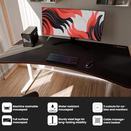 Arozzi Arena Metal Gaming Desk, Black