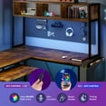 thumbnail image 7 of MCQ 94.5" Large L-Shaped Gaming Desk with LED Lights, Power Outlets, Drawer, Keyboard Tray & Hutch, Rust, 7 of 7