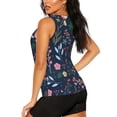 thumbnail image 3 of Xecao Colorful Flowers print women's scoop neck, loose-fit workout tank tops for the gym., 3 of 9