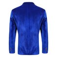 thumbnail image 5 of LMOIPLI Men's Velvet One‑Button Tuxedo Blazer Jacket, Satin‑Trim Lapel Long‑Sleeve Outerwear, Formal Evening Party Prom Suit Coat Blue XXL, 5 of 5