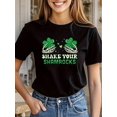thumbnail image 1 of T-Shirt de la Saint-Patrick pour Femmes - 100 % Polyester Manches Courtes Col Rond avec Appliqué et Imprimé Alphabet, Haut d'Été Décontracté, 1 of 6