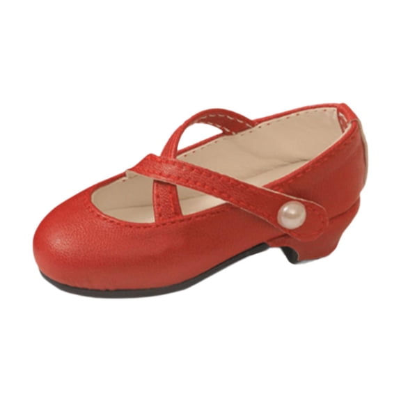 Pitycbo 1/4 Scale Female Shoes Miniature Retro Creative Doll Dress up PU High Heel Shoes red