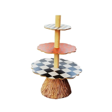 

Halloween 3 Tier Cake Rack Broom Design Snack Holder Resin Crafts for Halloween Party Decor