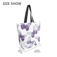 thumbnail image 4 of Open Top Canvas Tote Bag with Zipper Reusable Shopping Bag 13.5x15" Roomy Carryall Lavender-colored Butterfly Pattern, 4 of 9
