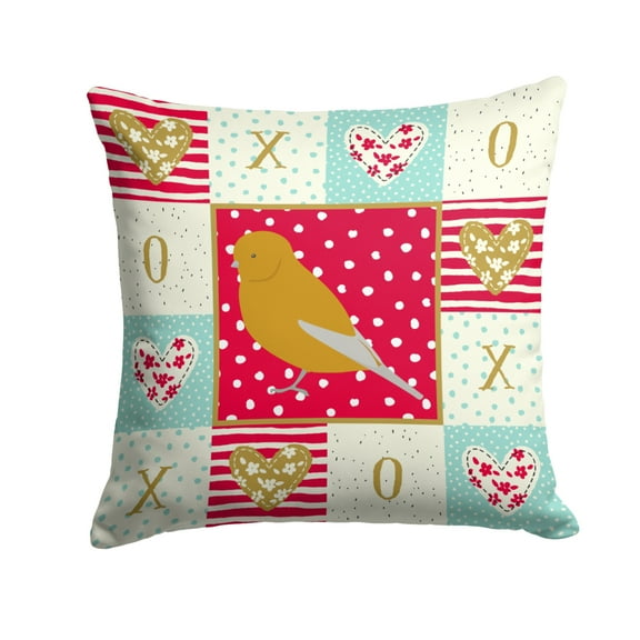 Carolines Treasures CK5506PW1414 Norwich Canary Love Fabric Decorative Pillow  14Hx14W multicolor