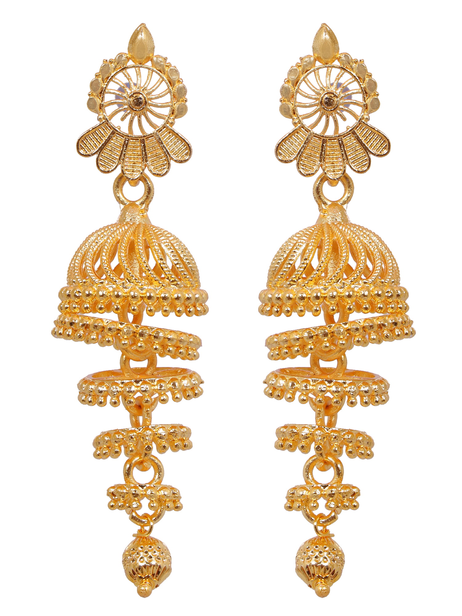 Senco Gold 22K Gold with Diamond Traditional Earrings for Women, Yellow :  Amazon.in: Fashion