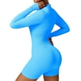 thumbnail image 3 of Women's Long Sleeve Yoga Jumpsuits Ribbed One Piece Bodycon Romper Stretchy Shorts Jumpsuit Outfits, 3 of 8