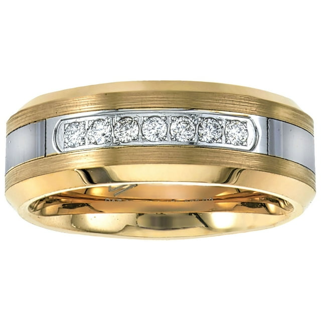 0.20 CT. T.W. Round Cut Single Row Diamond Mens Band in Tungsten & Stainless Steel