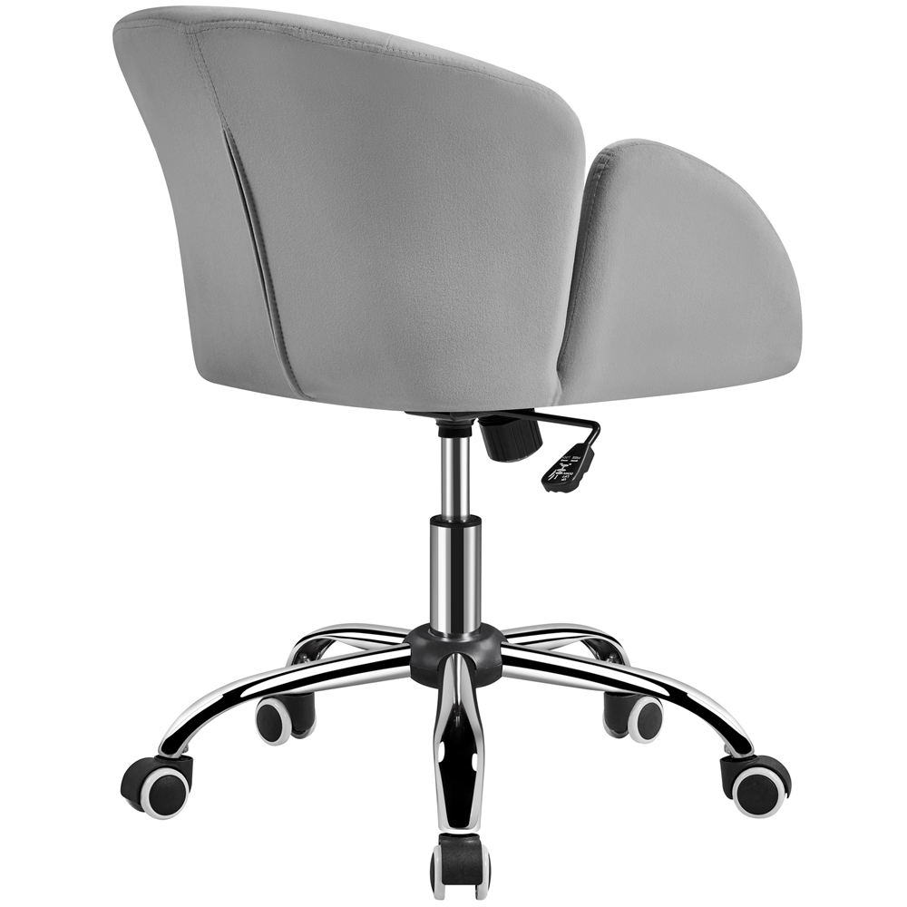 Yaheetech Swivel Rolling Desk Chair Makeup Vanity Chair With Armrests Light Gray 