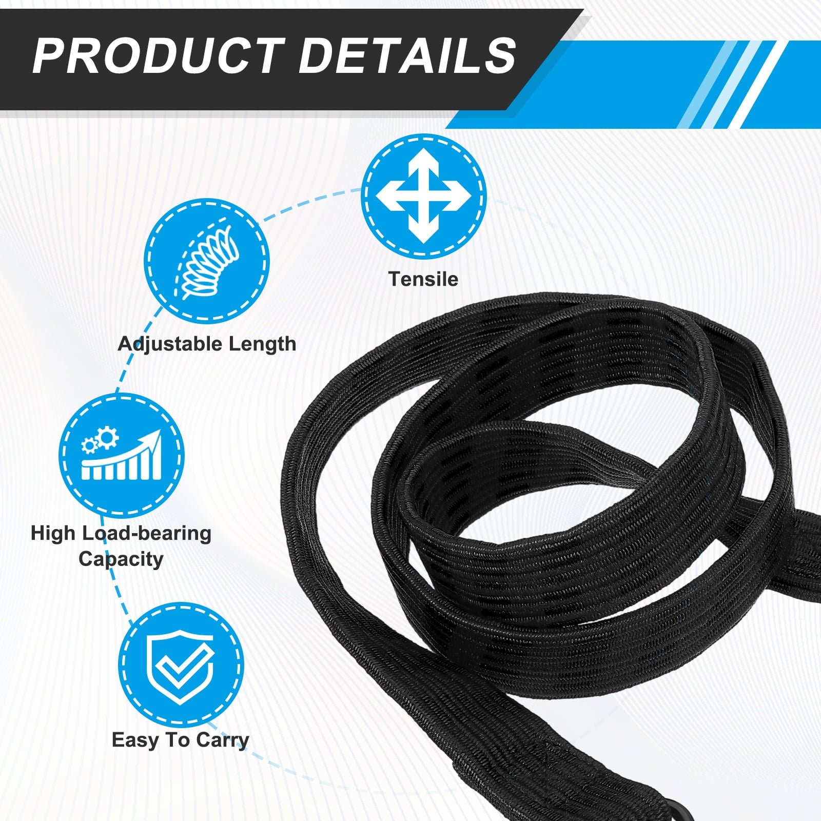 Uxcell 118" Adjustable Bungee Cords with Hook, 2Pcs Heavy Duty Outdoor Elastic Bungee Straps for Securing Luggage Moving Cargo, Black