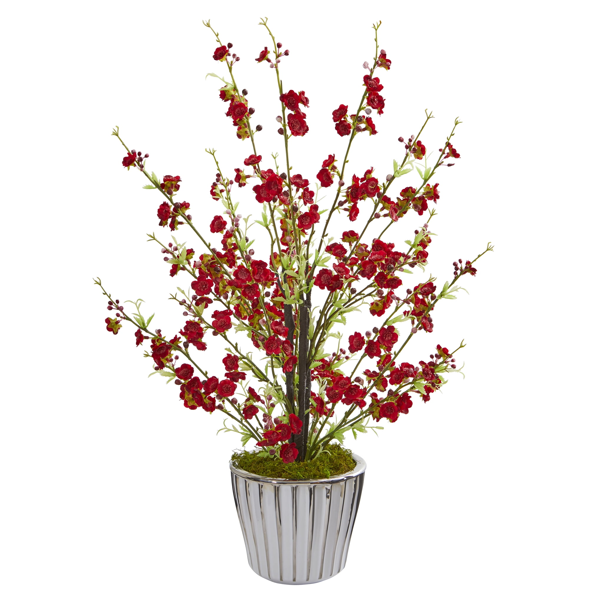 Nearly Natural 24inch Cherry Blossom Artificial Arrangement in White