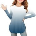 thumbnail image 2 of KyCheLot Girls Long Sleeve Tee Shirts Gradient Color Print Crewneck Loose Side Split Casual Tunic Tops 3-12 Years, 2 of 7