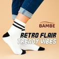 thumbnail image 5 of Forever Bambe Retro Mini Crew Socks, Soft Terrycloth Cushioned Bottom, White Striped 4-Pack, 5 of 7