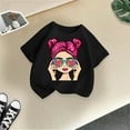 thumbnail image 2 of LRen Girl Tops Size 7-8 Tie Dye Graphic Print Short Sleeve Crewneck Kids Tees Soft Cute Tees Toddler Clothes,Z10-Black,140, 2 of 4