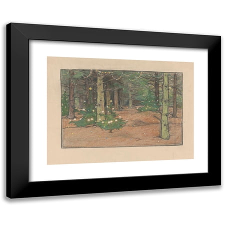 Willem Wenckebach 14x11 Black Modern Framed Museum Art Print Titled - Christmas Tree Forest (1898)