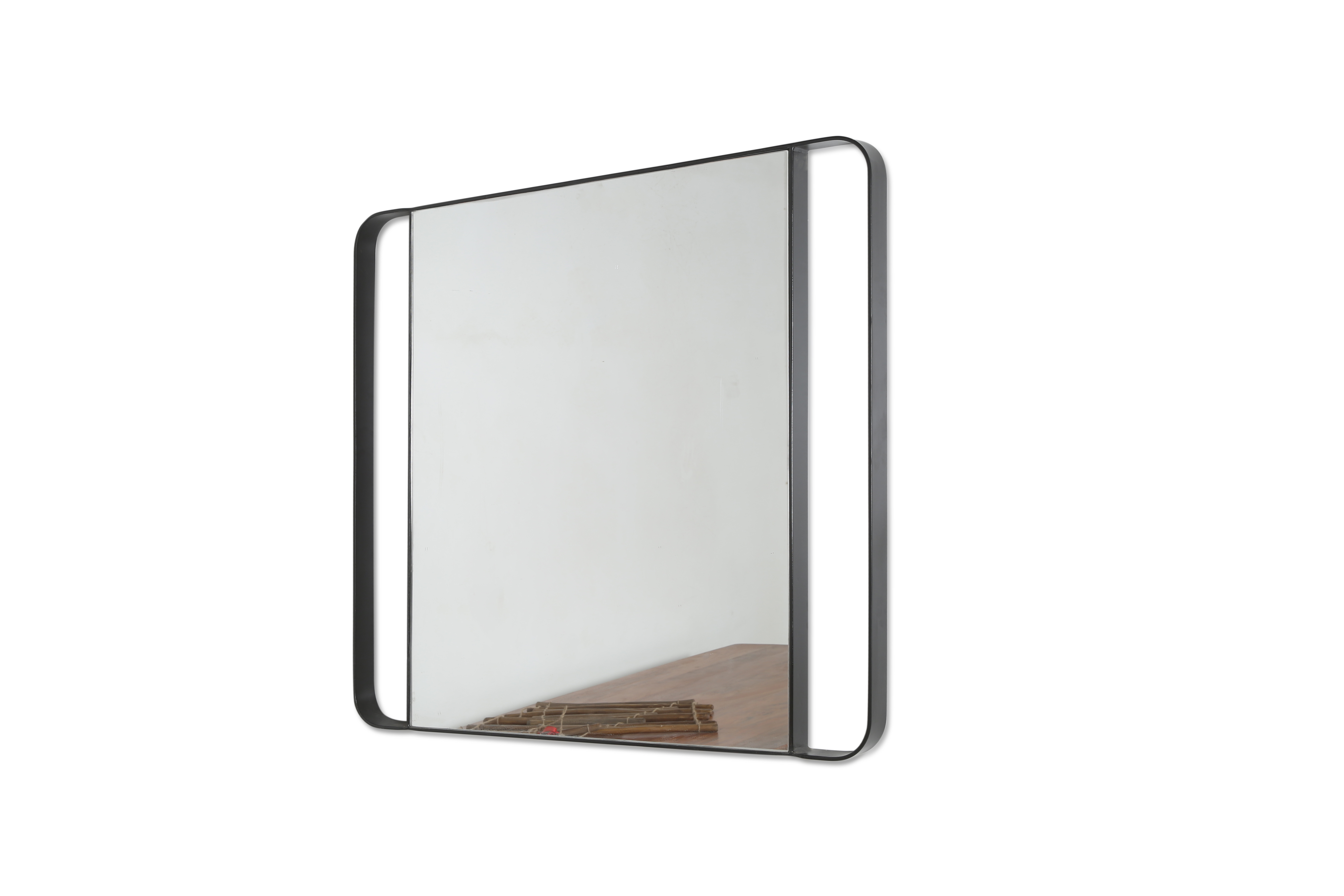 Posh Pollen Madeleine 36" x 41"" Black Square Metal Mirror