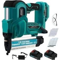 Cordless Brad Nailer with 2-Max Batteries & Charger, 2" Length Nails -18GA 1/4" Narrow Crown Staples,Nail Gun Battery Powered,Staple Gun with 800pcs Staples & Nails(Jovant)