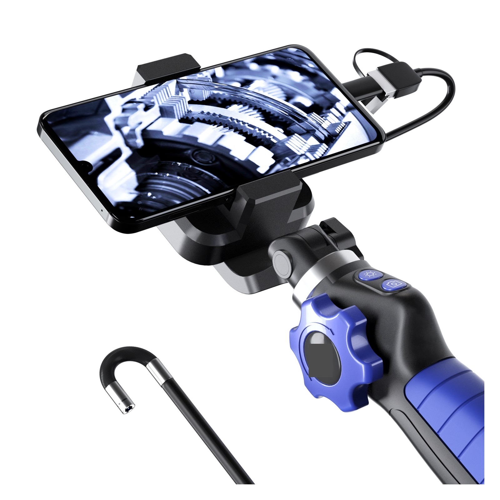 2MP 1080P 6mm 3in1 USB 2 Way Articulate 180Degree Rotation Steering Industrial Endoscope Inspection Microscope Camera ,Stunning Clarity