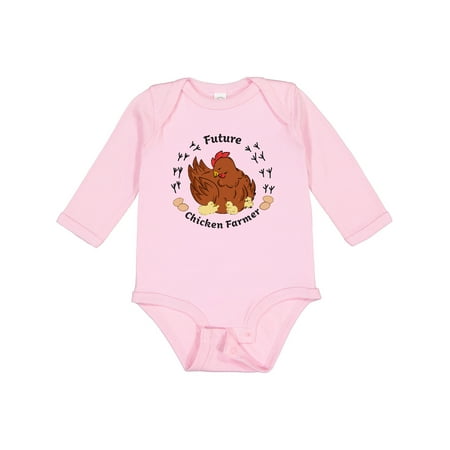 

Inktastic Future Chicken Farmer-Mother Hen and Chicks Gift Baby Boy or Baby Girl Long Sleeve Bodysuit