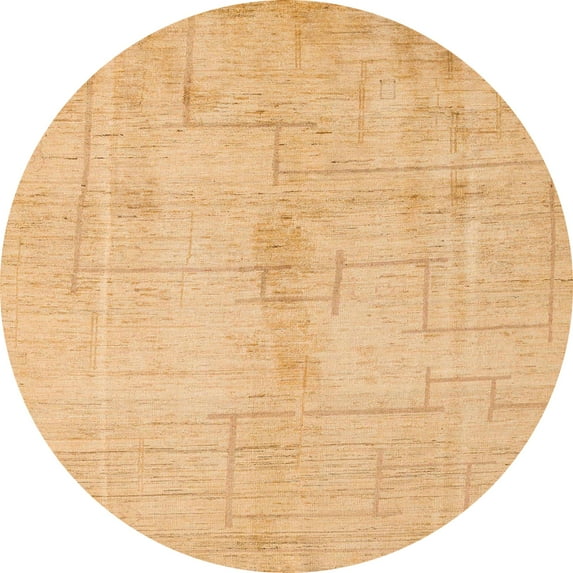 Ahgly Company Indoor Round Abstract Orange Oriental Area Rugs, 3' Round