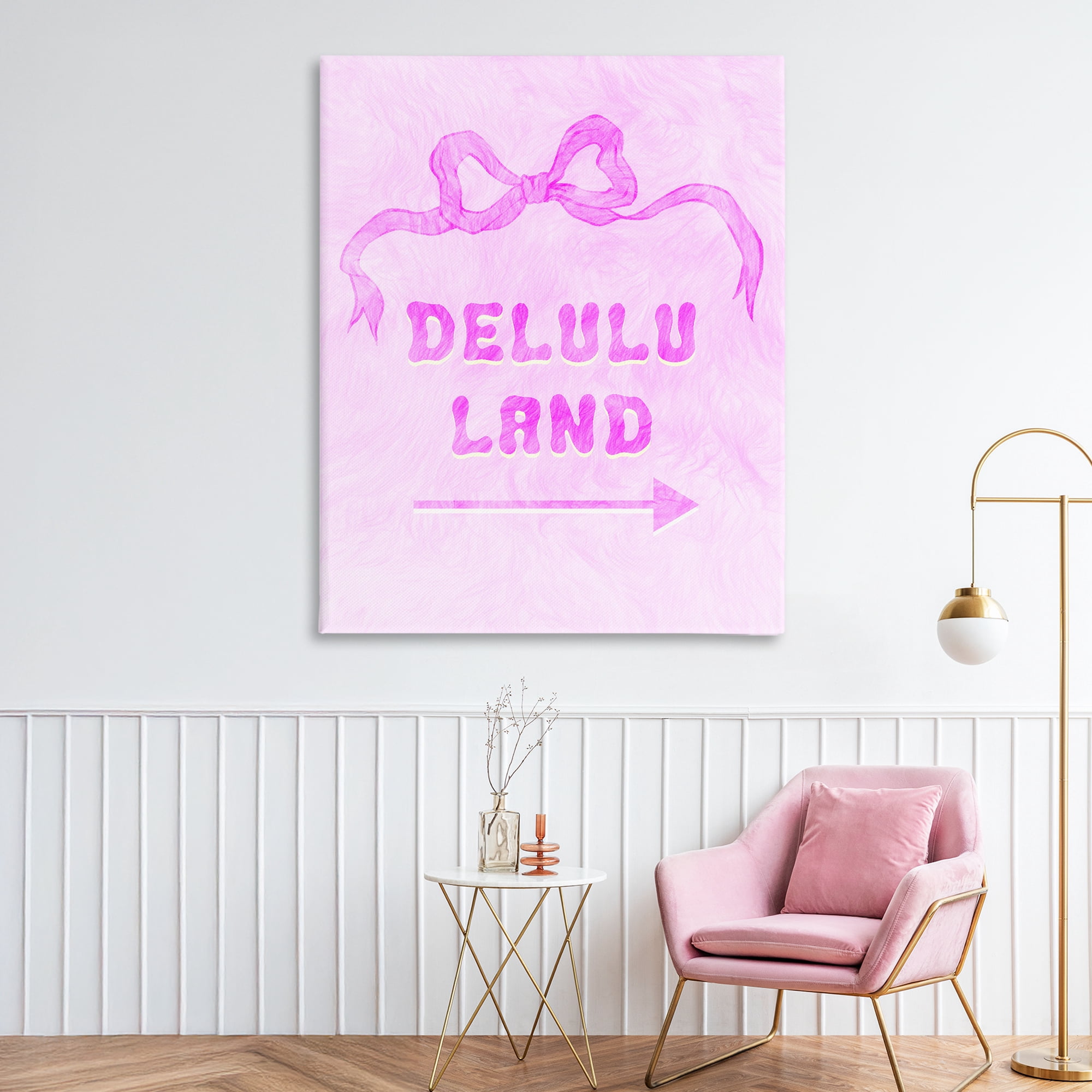 Stupell Industries Delulu Land Feminine Ribbon Canvas Wall Art, design by Ziwei Li