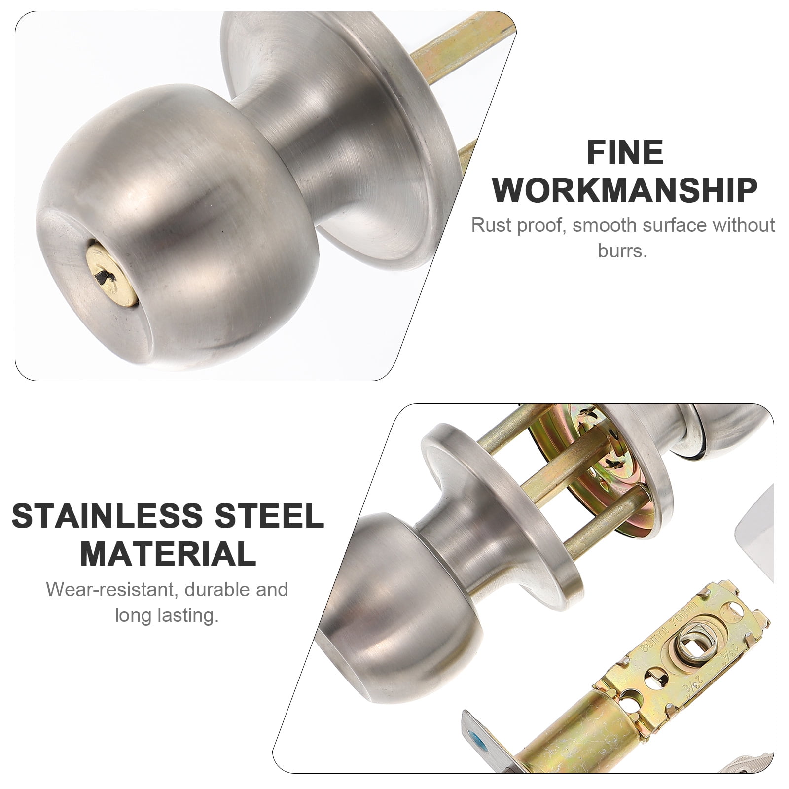 Gongc 1 Set Door Lock Door Knob Interior Exterior Doorknob With Lock And Key Accessory