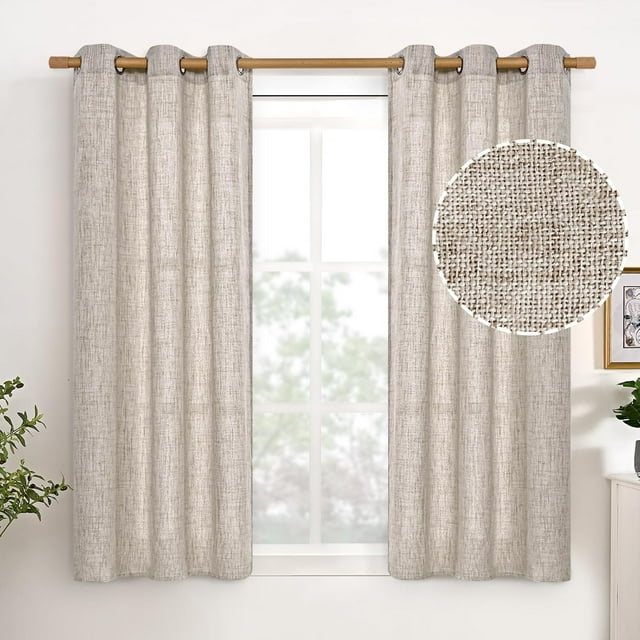 Natural Linen Curtains Long for Living Room Bedroom Groet Top Light Filtering Privacy Linen Textu Window Semi Sheer Drapes Birch Panels x