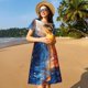 thumbnail image 4 of Easygdp Galactic Dog Swirls Art para Vestido Transpirable de Mujer, Vestido Suelto de Manga Corta con Pliegues y Bolsillos para el Verano, 4 of 6