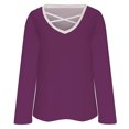 thumbnail image 4 of ICHUANYI Clearance Ladies Fashion Retro Color Long Sleeve V-neck Shirt Woman Casual Loose ICHUANYI "ICHUANYI", 4 of 5