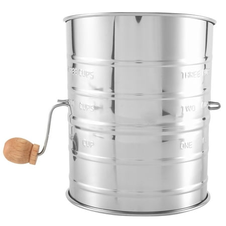 

3 Cup Stainless Steel Flour Sifter - Mesh Hand Crank Flour Sifter with Agitator Wire Loop for Baking Cakes