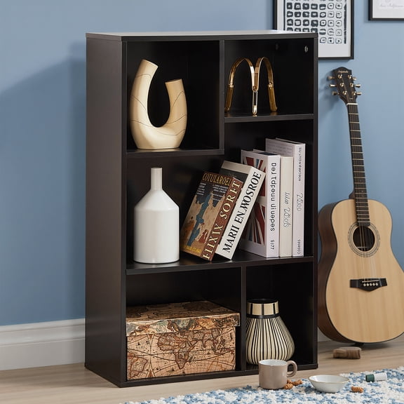 VECELO 3-Tier Bookcase with Storage Shelves, 21.3" Modern Bookshelf for Organizer Display Stand Home Office, Vertical or Horizontal, Black