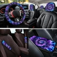 thumbnail image 4 of Pzuqiu Fashion Tie-dye Automobile Interior Sets Car Front Rear Seat Cover Steering Wheel Seat Belt Headrest Center Console Cushion Pad Keychain Coaster 14 Pcs Full Set Covers Fit Most Vehicles, 4 of 7