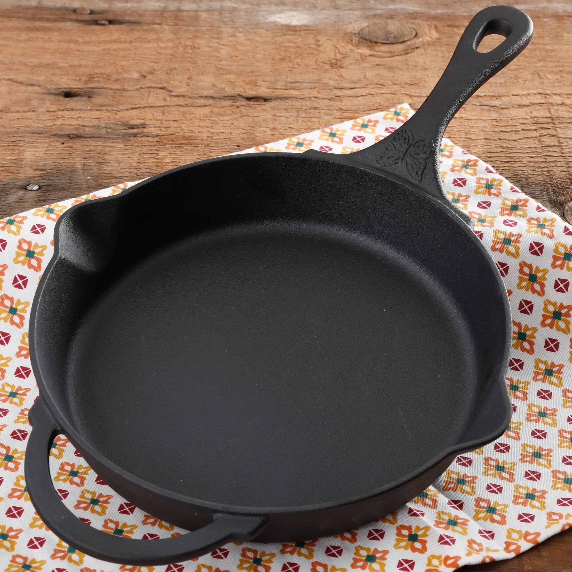 *The Pioneer Woman Cast Iron Fry Pan Timeless Super PreSeasoned, 12", BLACK* eBay