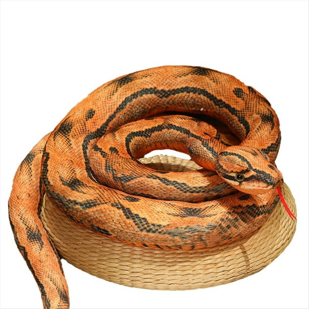 Juguete de Peluche de Pitón de Simulación, Pitón Gigante, Cobra, Animal de Peluche, Muñeco de Peluche, Regalo de Decoración de Halloween, Pitón con Bandas Rojas