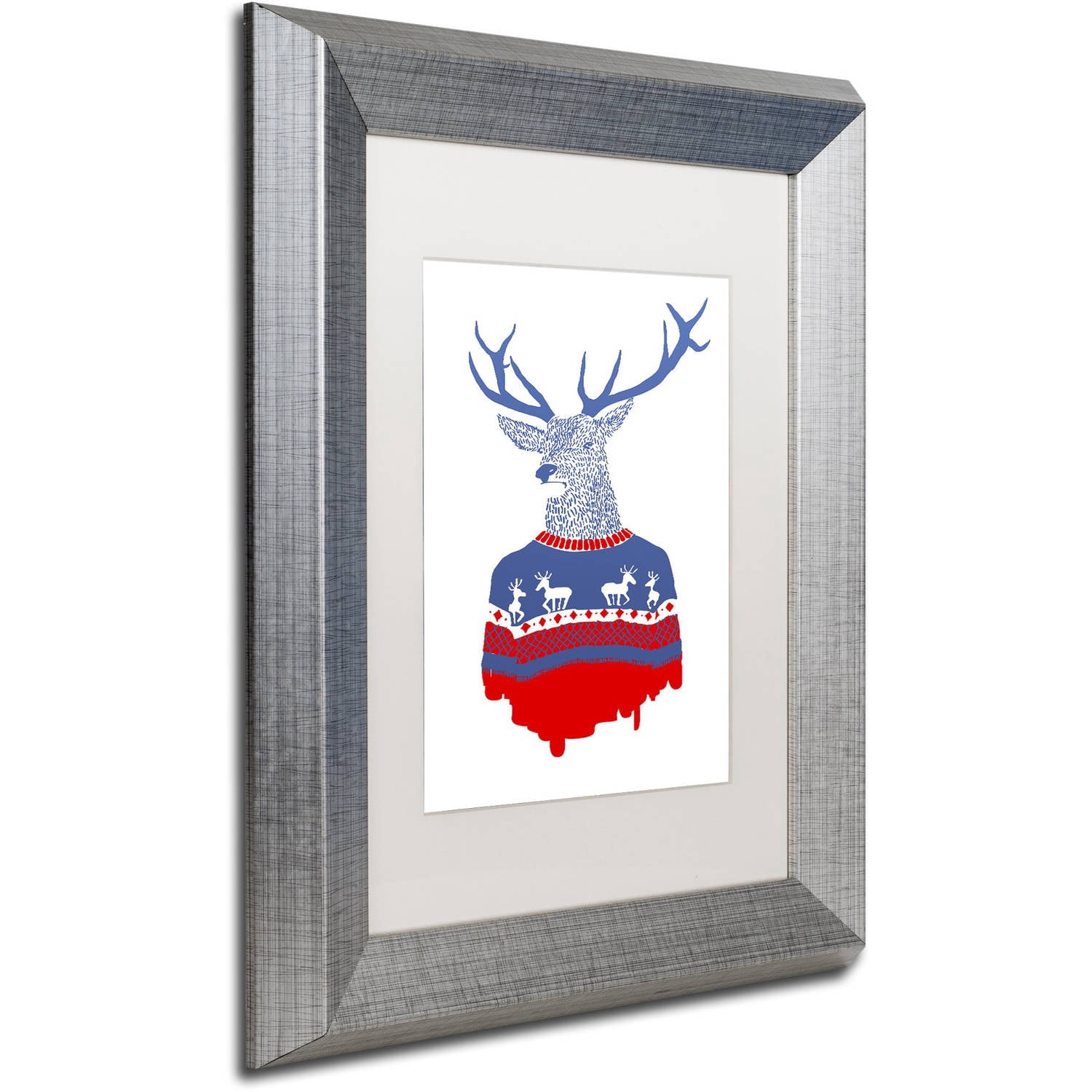 Trademark Fine Art 'Ugly Winter Pullover' Canvas Art by Robert Farkas, White Matte, Silver Frame