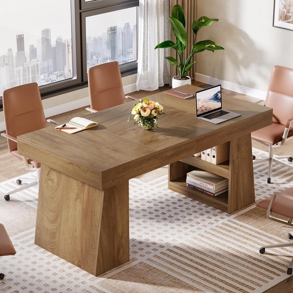 Tribesigns 4.59 ft Conference Table for 4-6 People, 55" Rectangle Meeting Table