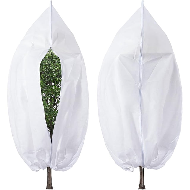 2Packs Plant Covers Tree Freeze Protection 71" x 62" Large Frost Cloth Bag Shrub Jackets Protectors with Zipper Drawstring Reusable Outdoor Christmas Tree Blankets for Animal Winter Snow Protection