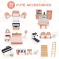 thumbnail image 6 of Costway Kids Wooden Dollhouse Aged 3-8 Years Old with 32PCS Realistic Furniture Accessories, 6 of 10