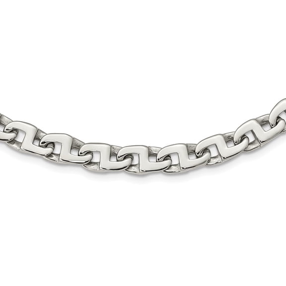 Diamond2Deal Stainless Steel Polished Fancy Square Link Necklace for Men 24"