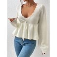 thumbnail image 5 of Womens Long Sleeve Slimming Sweater Casual V Neck Collared Knit Jumper Tops White L, 5 of 8