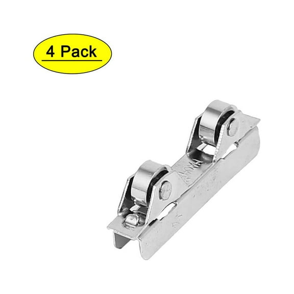 Double Wheels Metal Sliding Door Roller Pulley Silver Tone 4pcs for 6mm Glass
