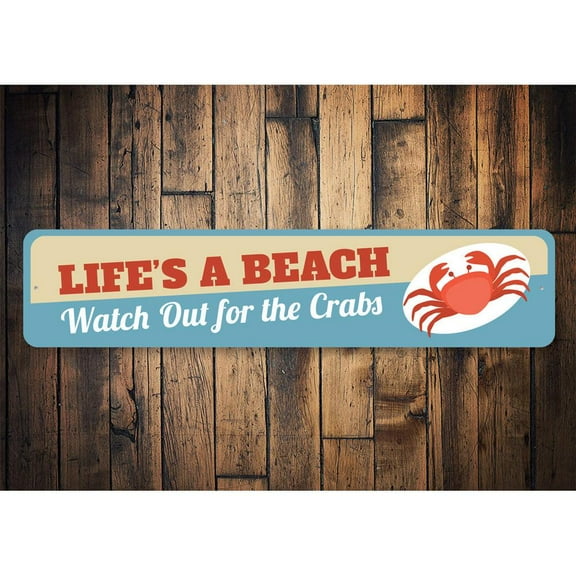 Life's a Beach Novelty Sign, Metal Wall Decor - 4x18 inches