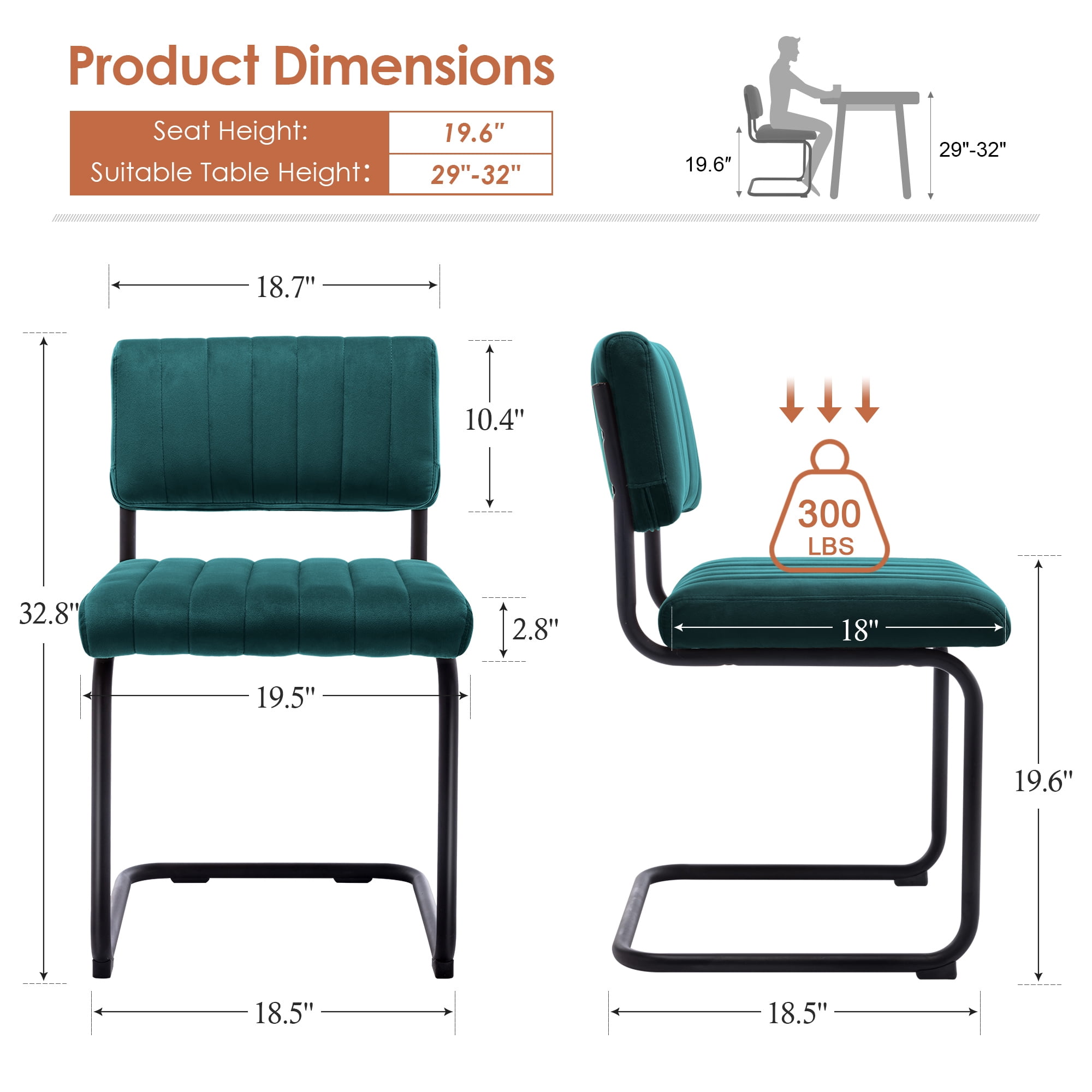 Zesthouse Mid Century Modern Dining Chairs Set of 2, Velvet Upholstered Dining Room Chairs with Metal Legs, Tufted Channel Kitchen Chairs for Dining Living Room, Teal